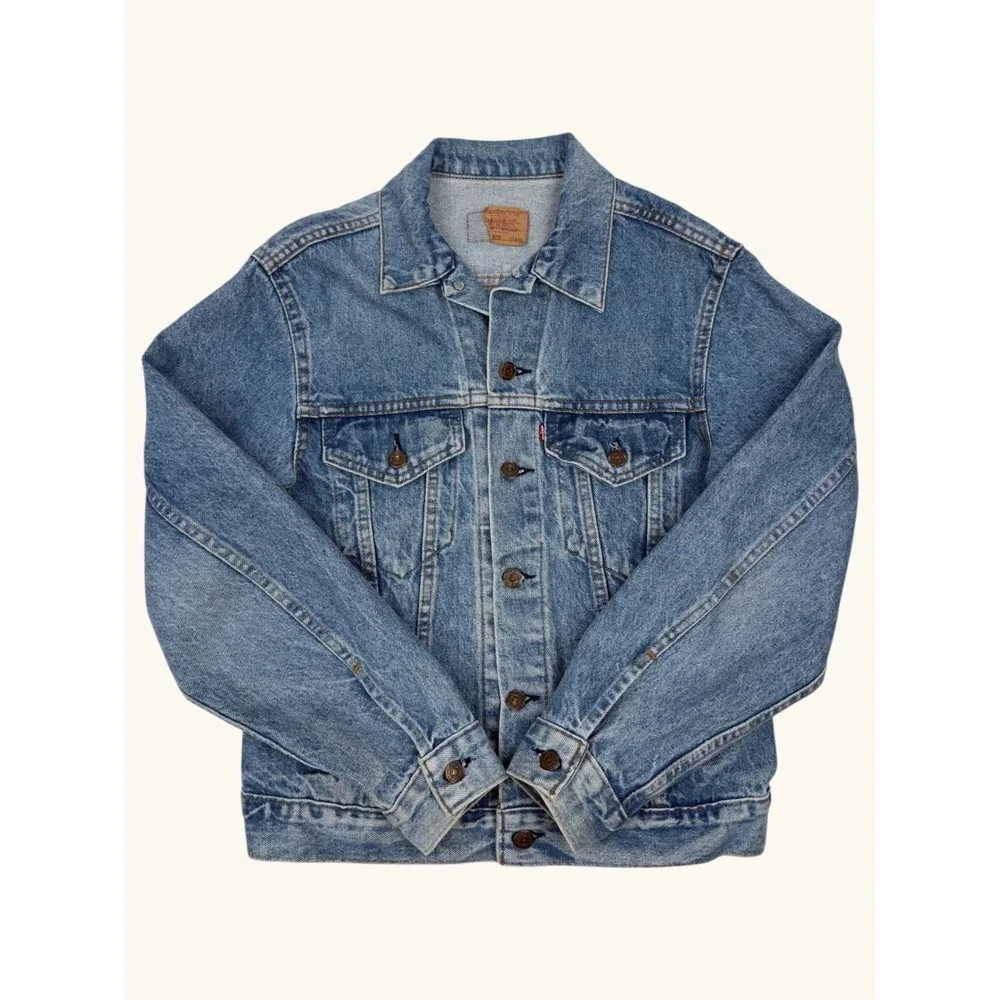 Vintage Levis 70506 0216 Denim Trucker Jacket Medium Wash Blue Mens XS Womens S
